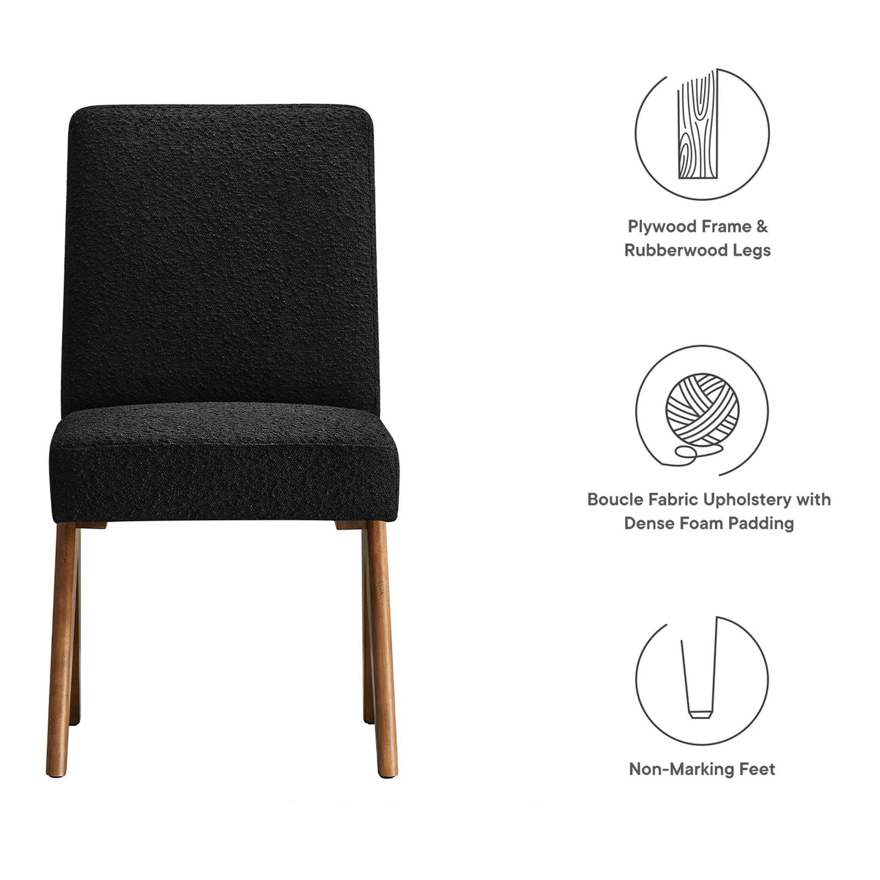 Serenel Boucle Side Chair Set of 2, Black