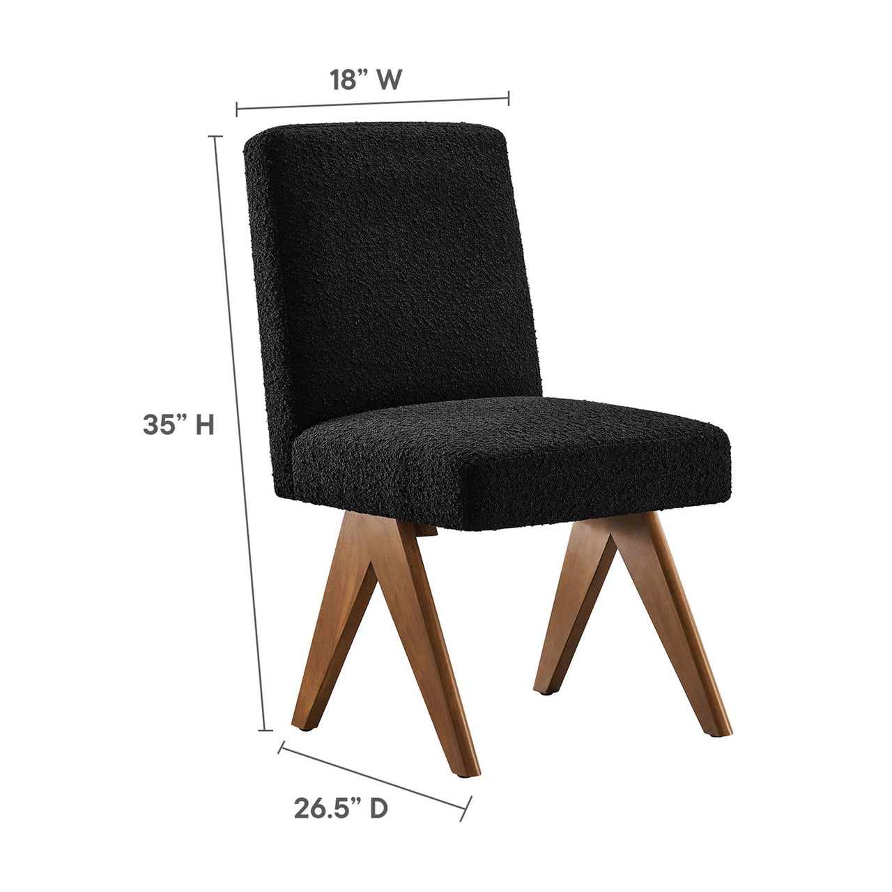 Serenel Boucle Side Chair Set of 2, Black