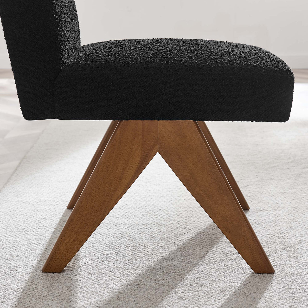 Serenel Boucle Side Chair Set of 2, Black