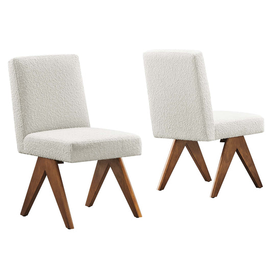Serenel Boucle Side Chair Set of 2, Ivory
