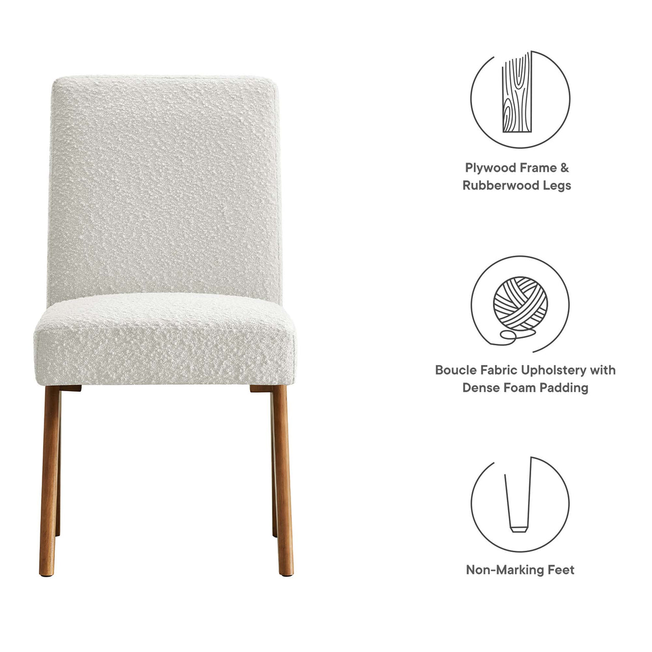 Serenel Boucle Side Chair Set of 2, Ivory