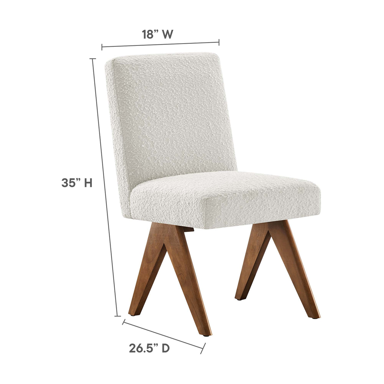 Serenel Boucle Side Chair Set of 2, Ivory