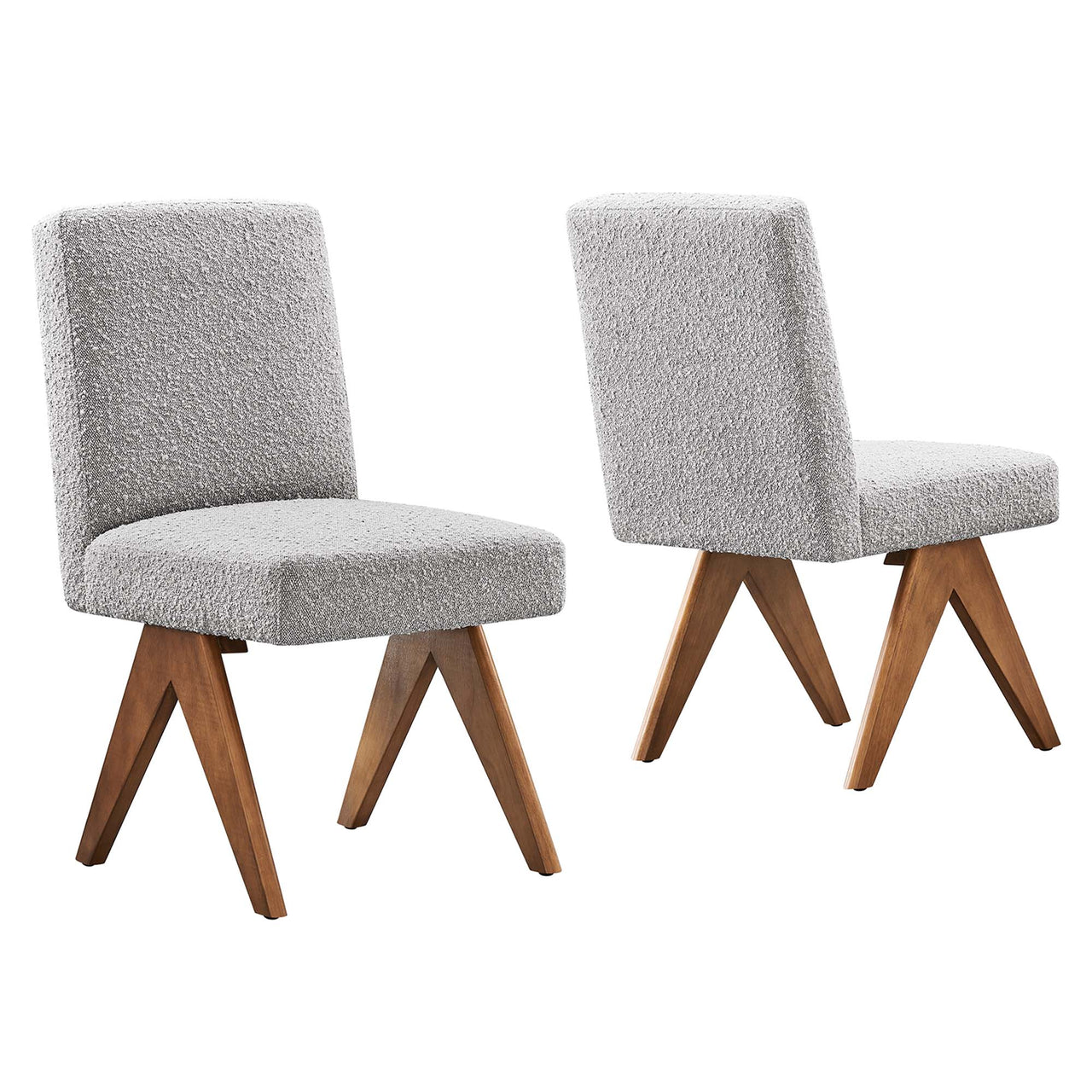 Serenel Boucle Side Chair Set of 2, Light Gray