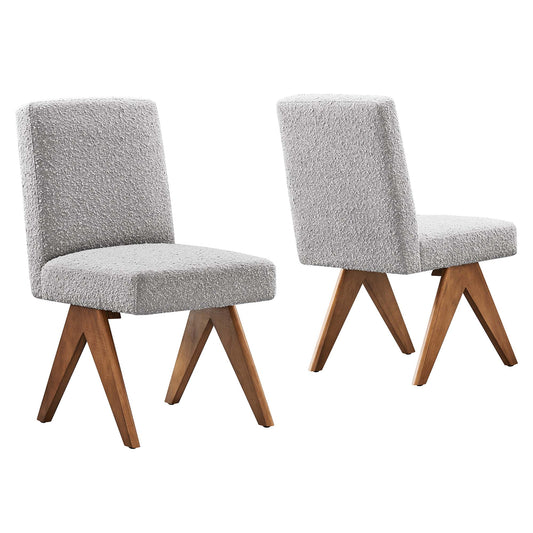 Serenel Boucle Side Chair Set of 2, Light Gray