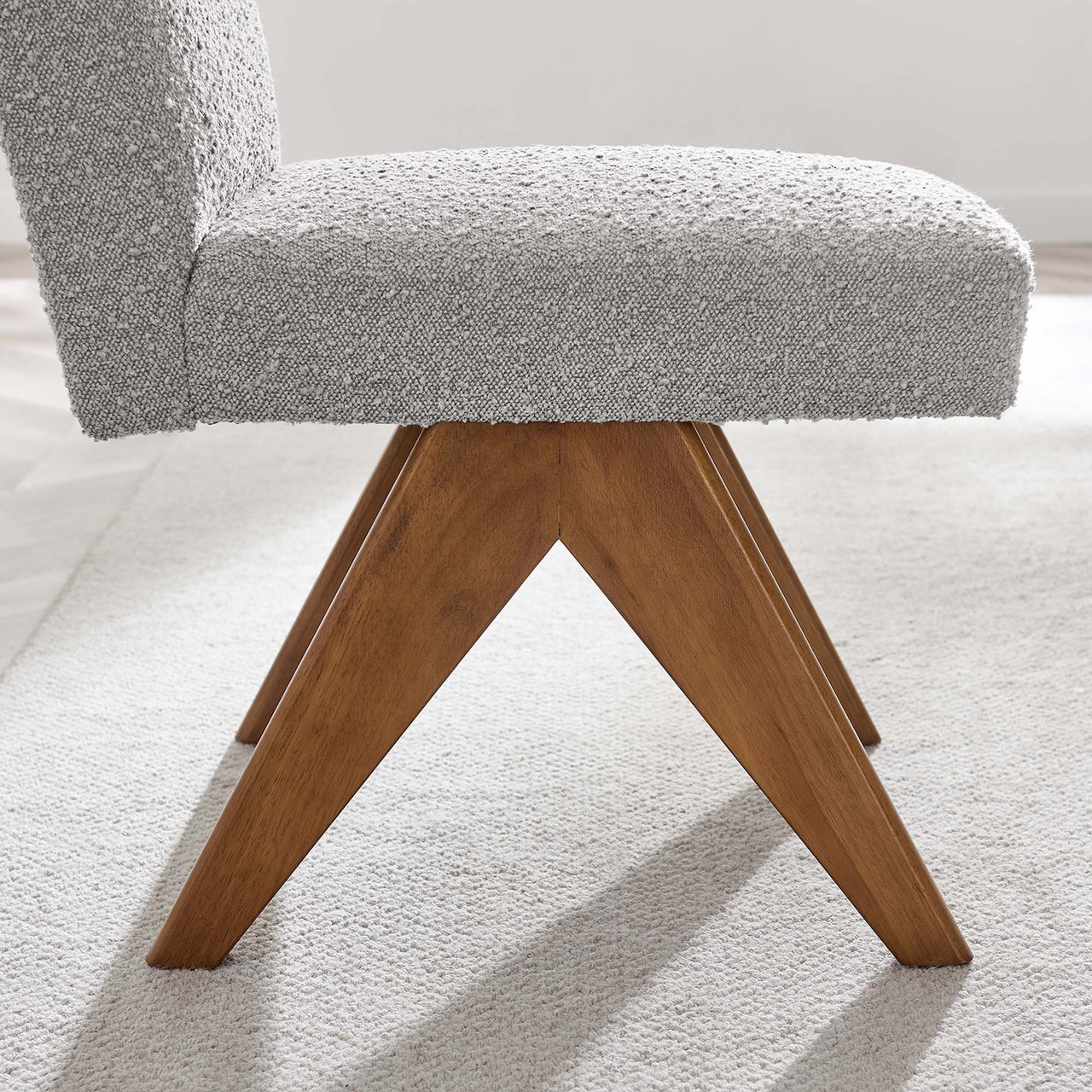 Serenel Boucle Side Chair Set of 2, Light Gray