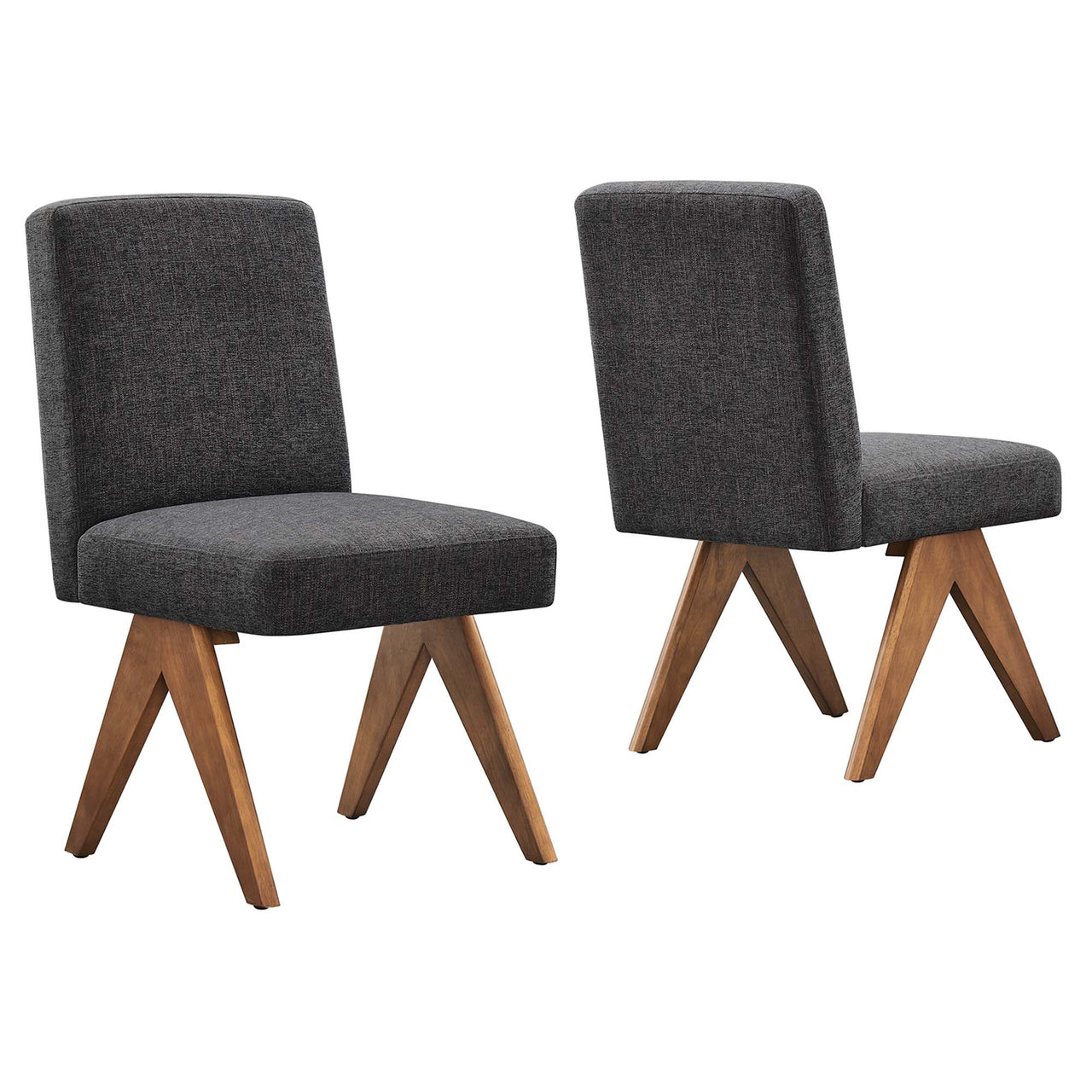 Serenel Fabric Side Chair Set of 2, Dark Gray