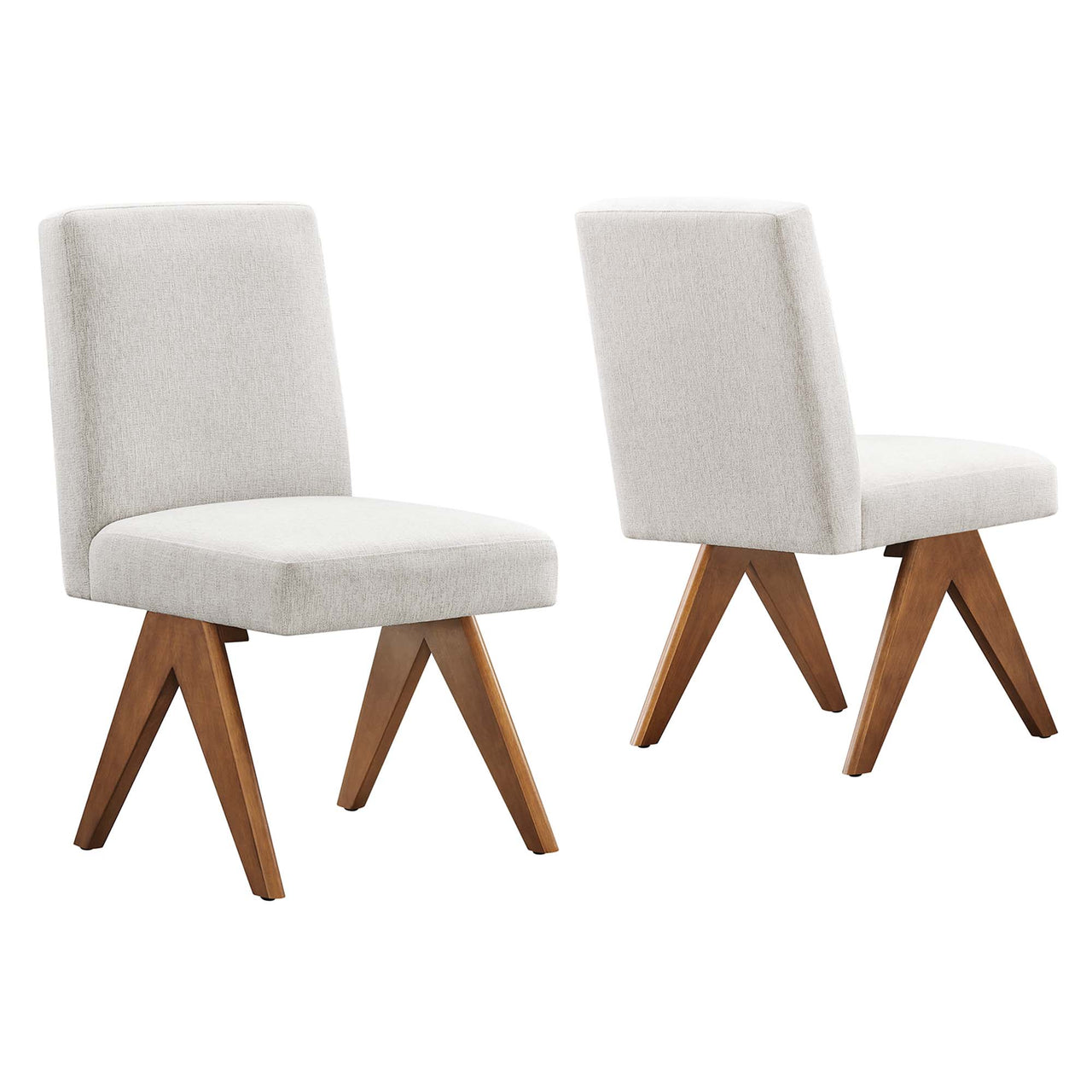 Serenel Fabric Side Chair Set of 2, Ivory