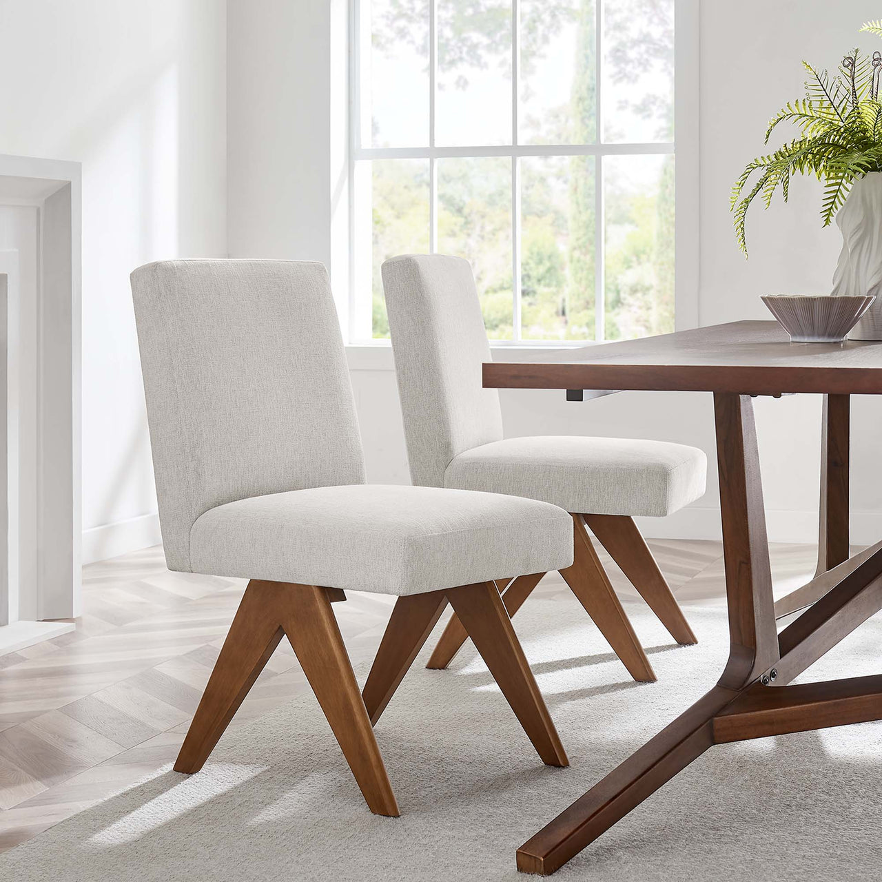 Serenel Fabric Side Chair Set of 2, Ivory