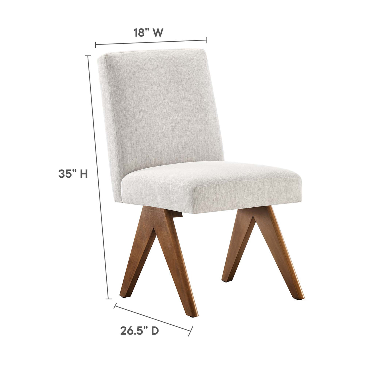 Serenel Fabric Side Chair Set of 2, Ivory