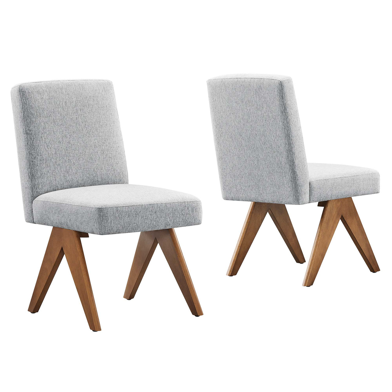 Serenel Fabric Side Chair Set of 2, Light Gray