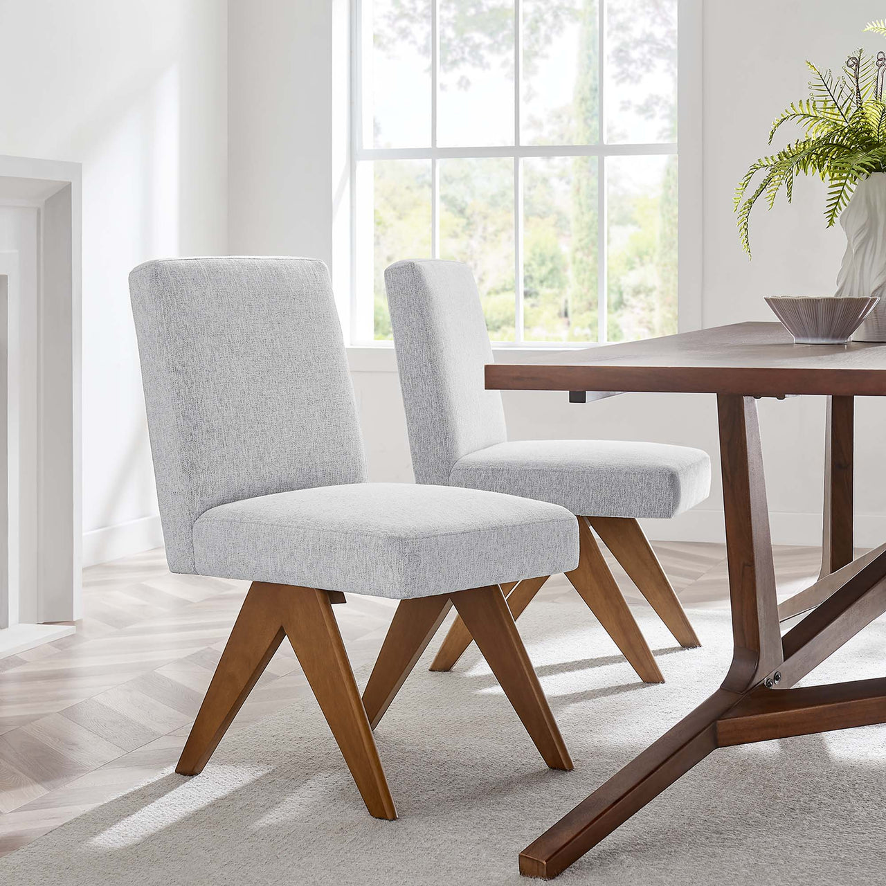 Serenel Fabric Side Chair Set of 2, Light Gray