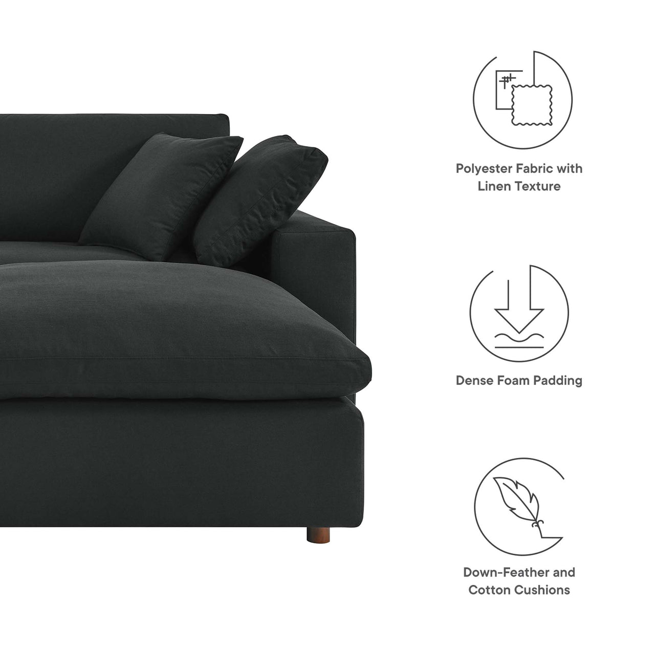Angelic Cloudblend Sectional, Black