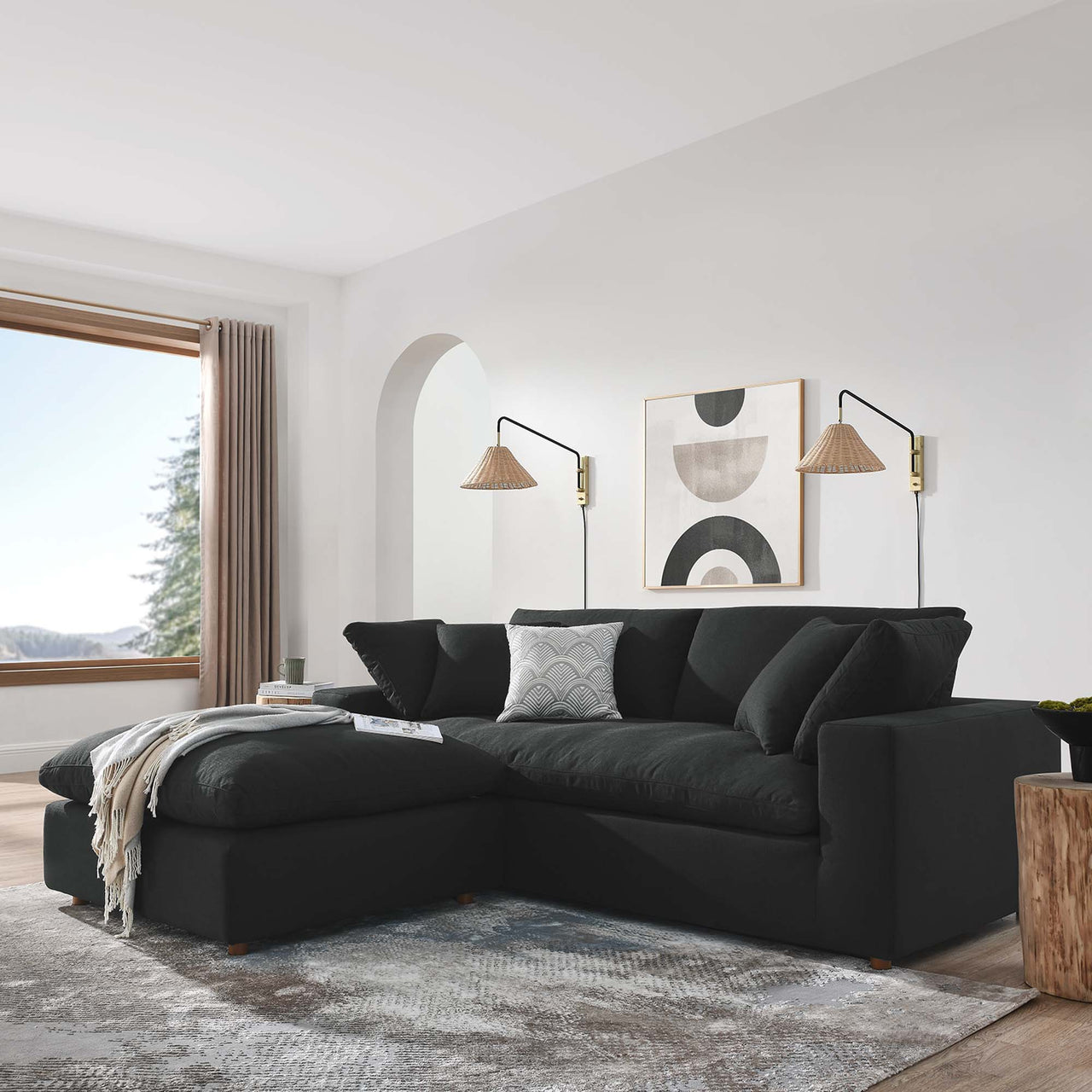 Angelic Cloudblend Sectional, Black