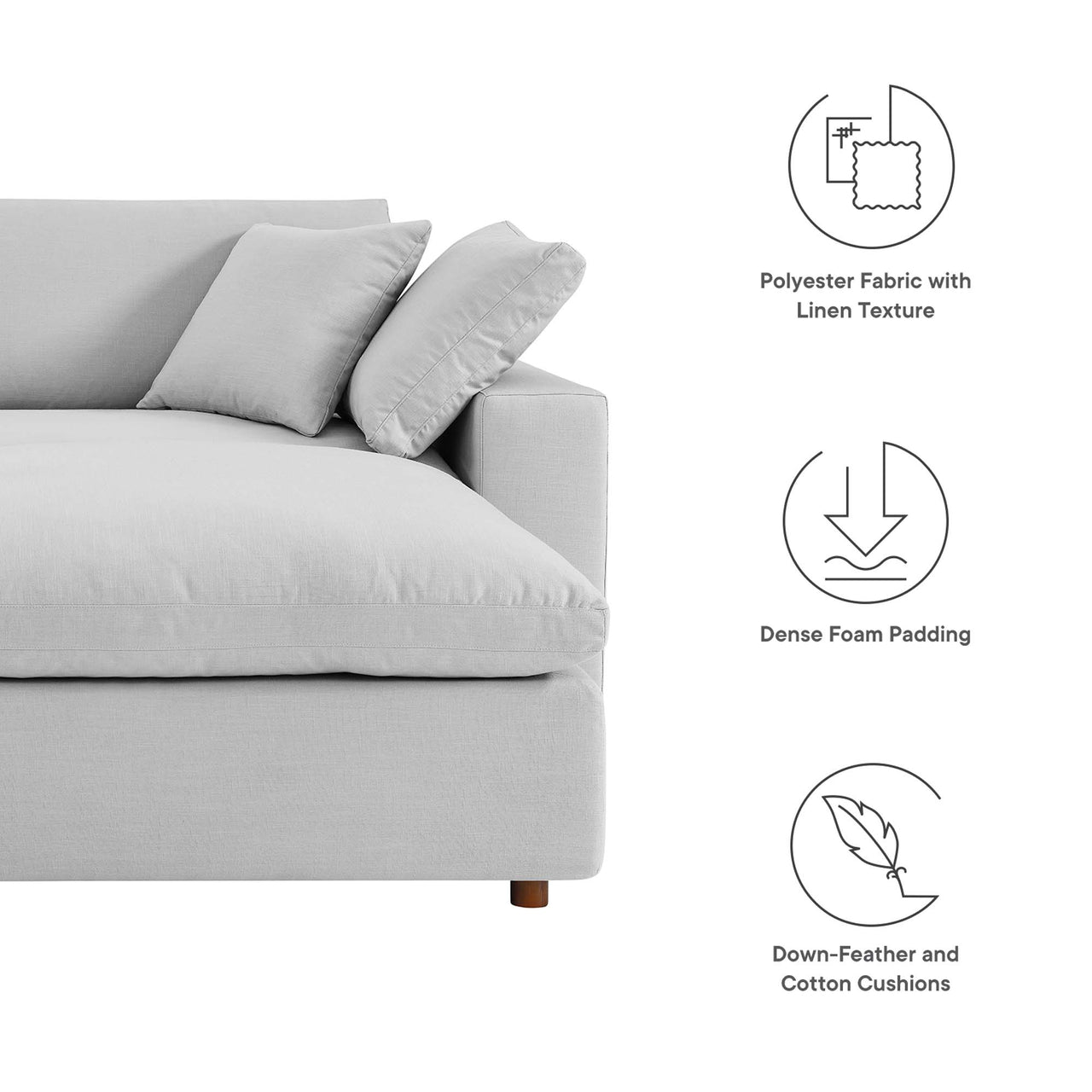 Angelic Cloudblend Sectional, Light Gray