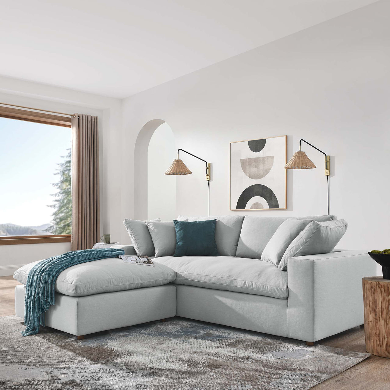 Angelic Cloudblend Sectional, Light Gray