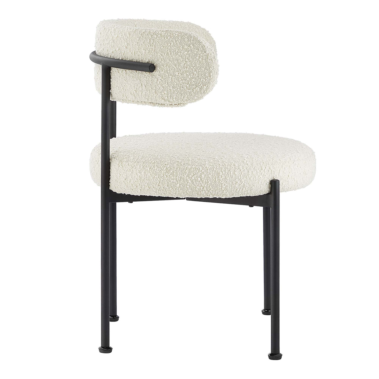 Cael Boucle Dining Chair Set of 2, Ivory & Black