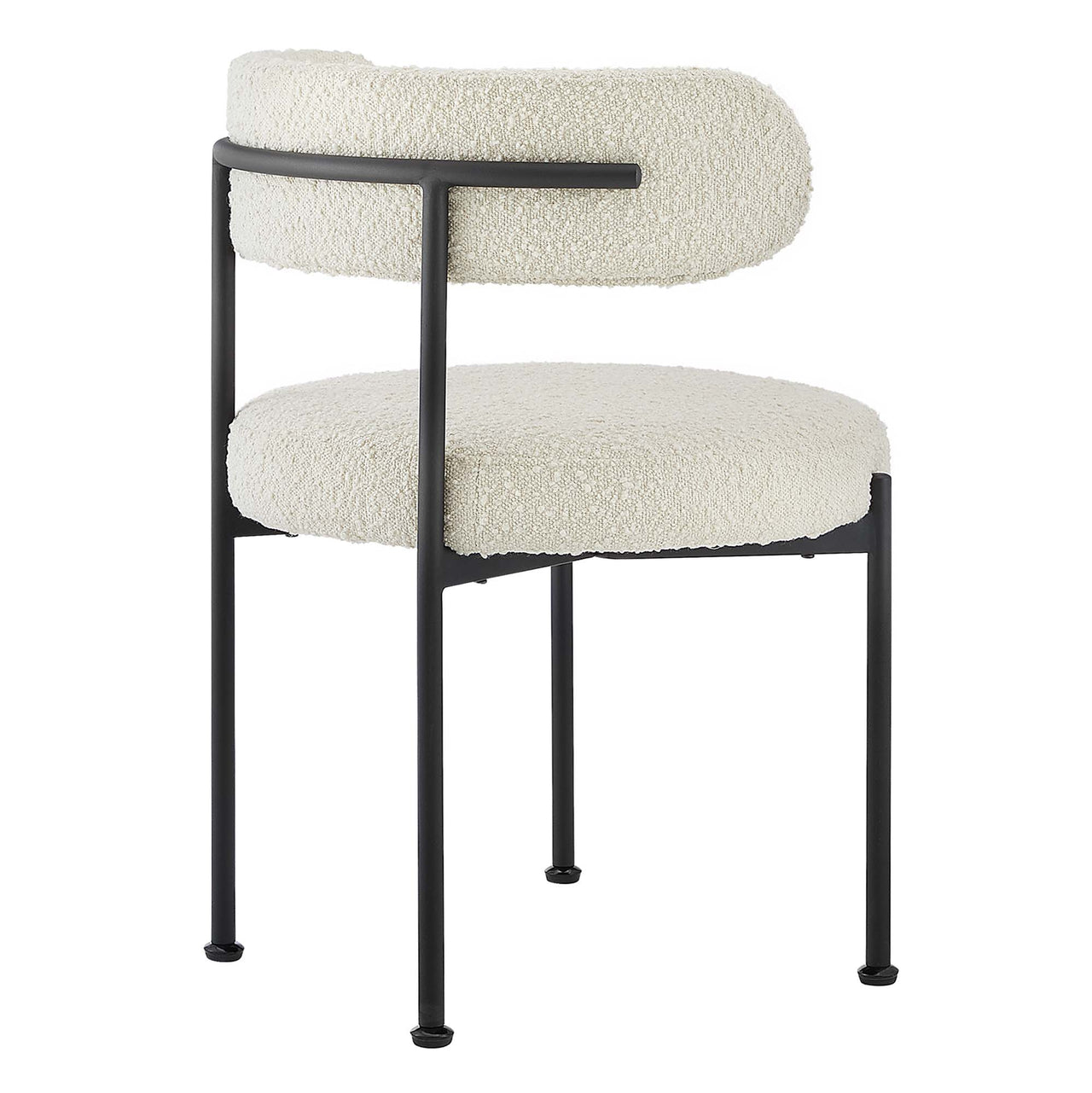 Cael Boucle Dining Chair Set of 2, Ivory & Black