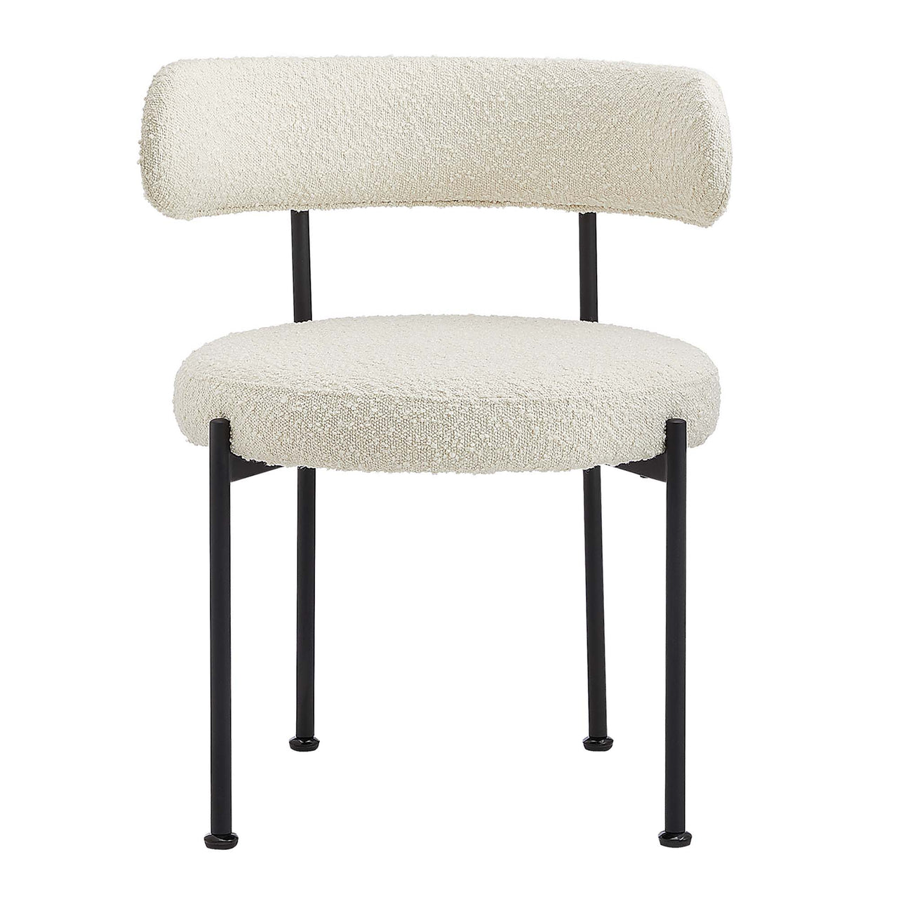 Cael Boucle Dining Chair Set of 2, Ivory & Black