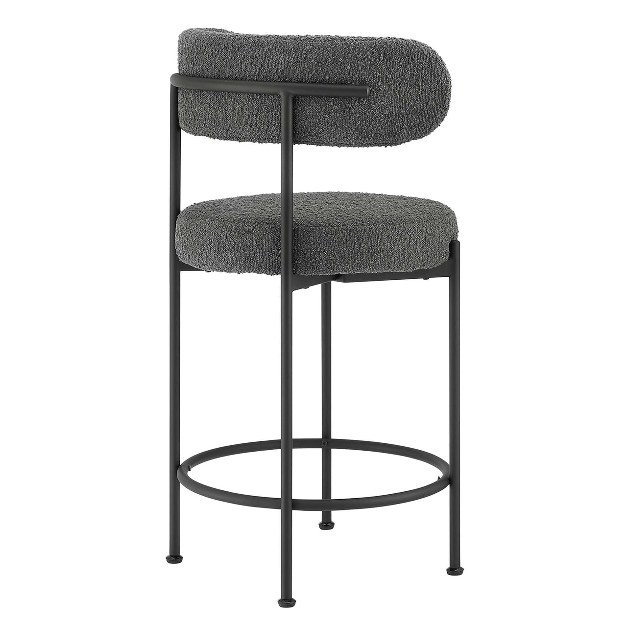 Cael Boucle Counter Stools Set of 2, Charcoal & Black