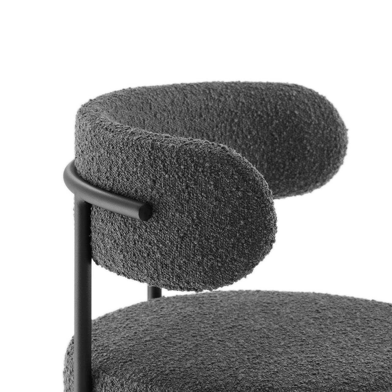 Cael Boucle Counter Stools Set of 2, Charcoal & Black