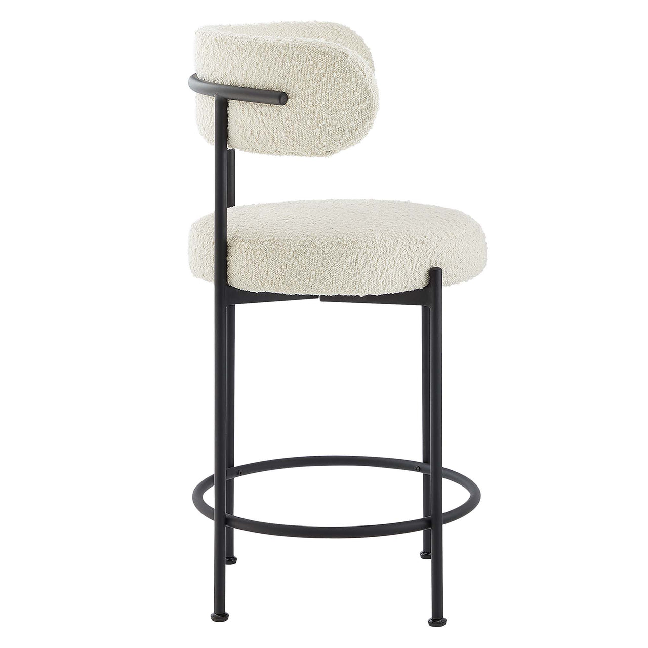 Cael Boucle Counter Stools Set of 2, Ivory & Black