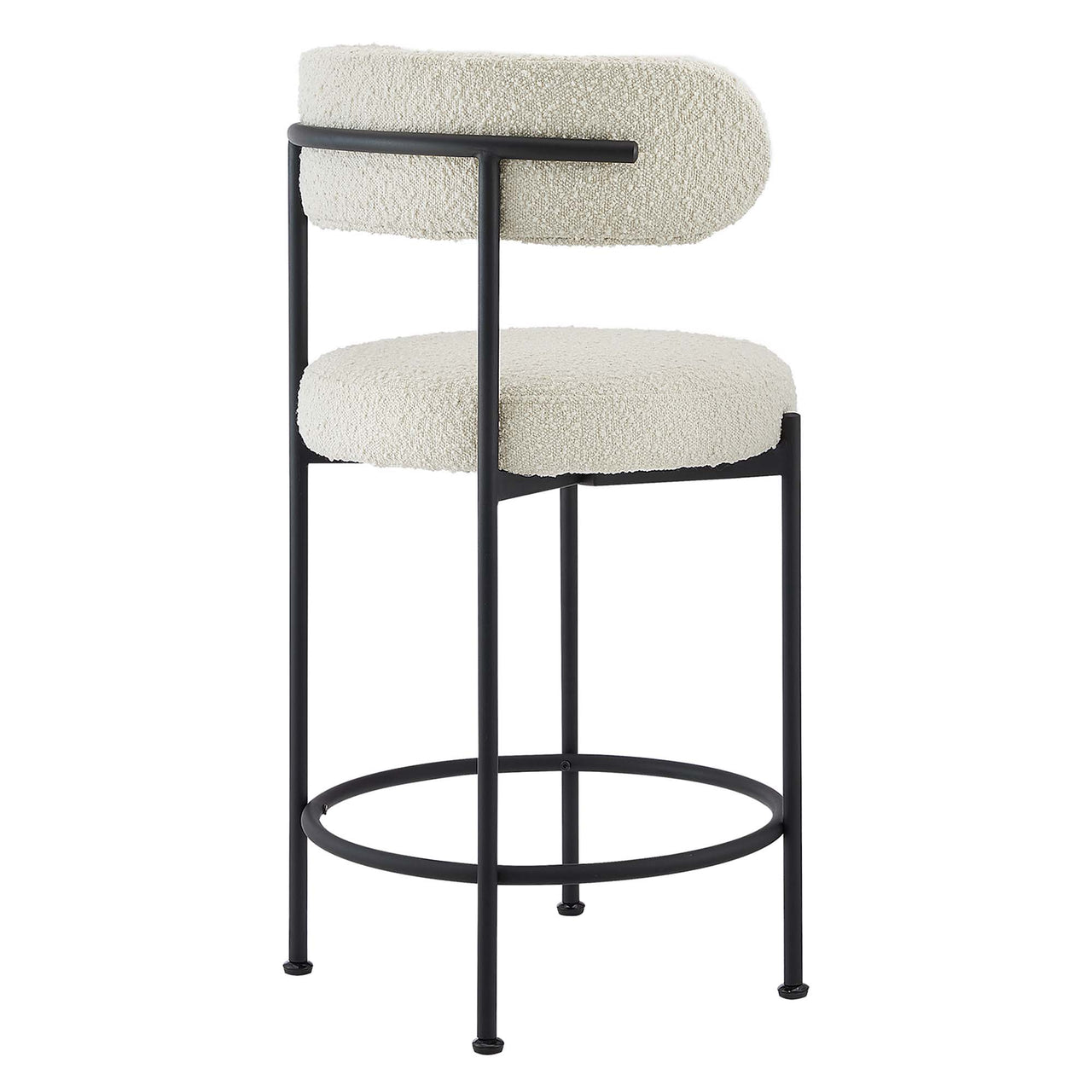 Cael Boucle Counter Stools Set of 2, Ivory & Black