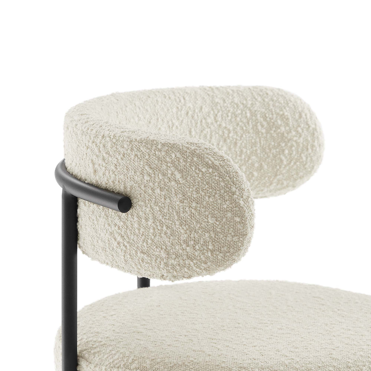 Cael Boucle Counter Stools Set of 2, Ivory & Black