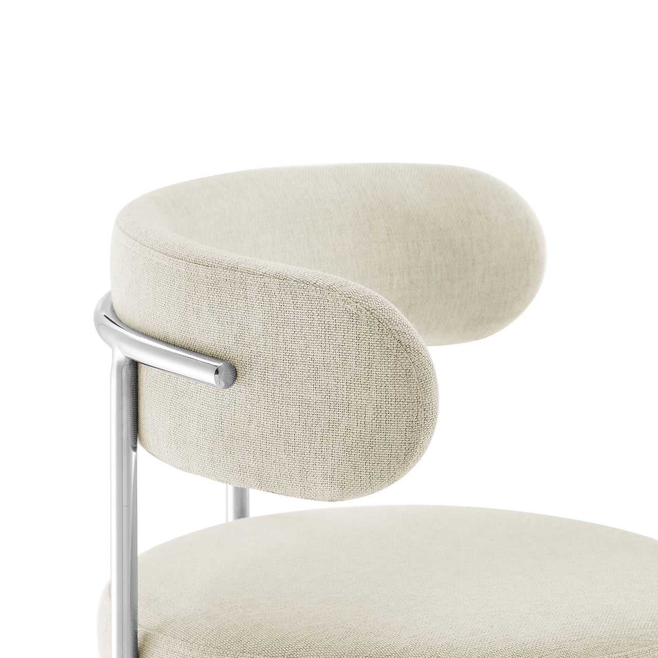 Cael Fabric Counter Stools Set of 2, Beige & Silver