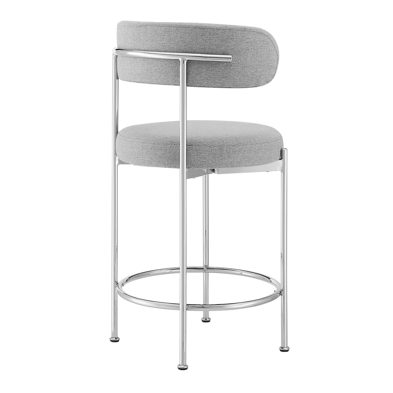 Cael Fabric Counter Stools Set of 2, Gray & Silver