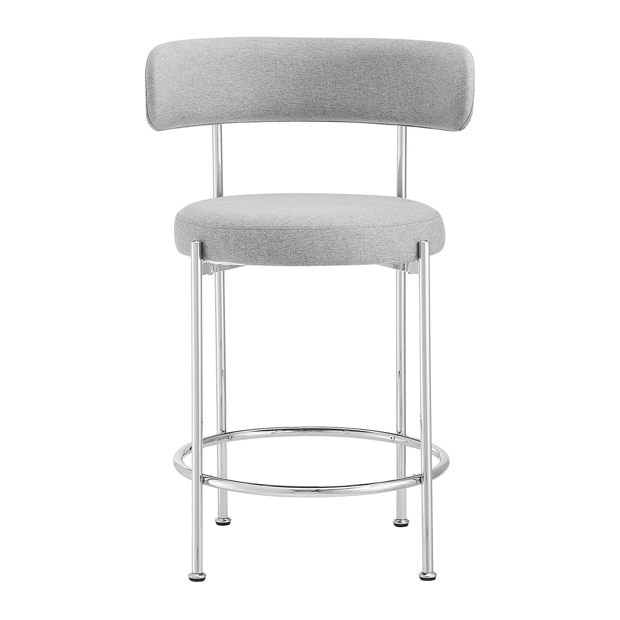 Cael Fabric Counter Stools Set of 2, Gray & Silver