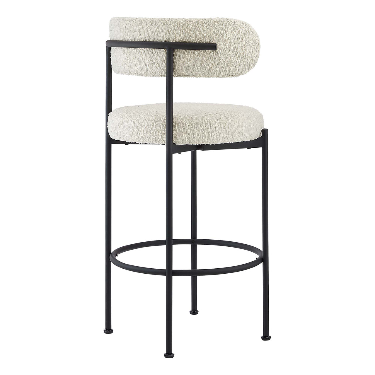 Cael Boucle Bar Stools Set of 2, Ivory & Black