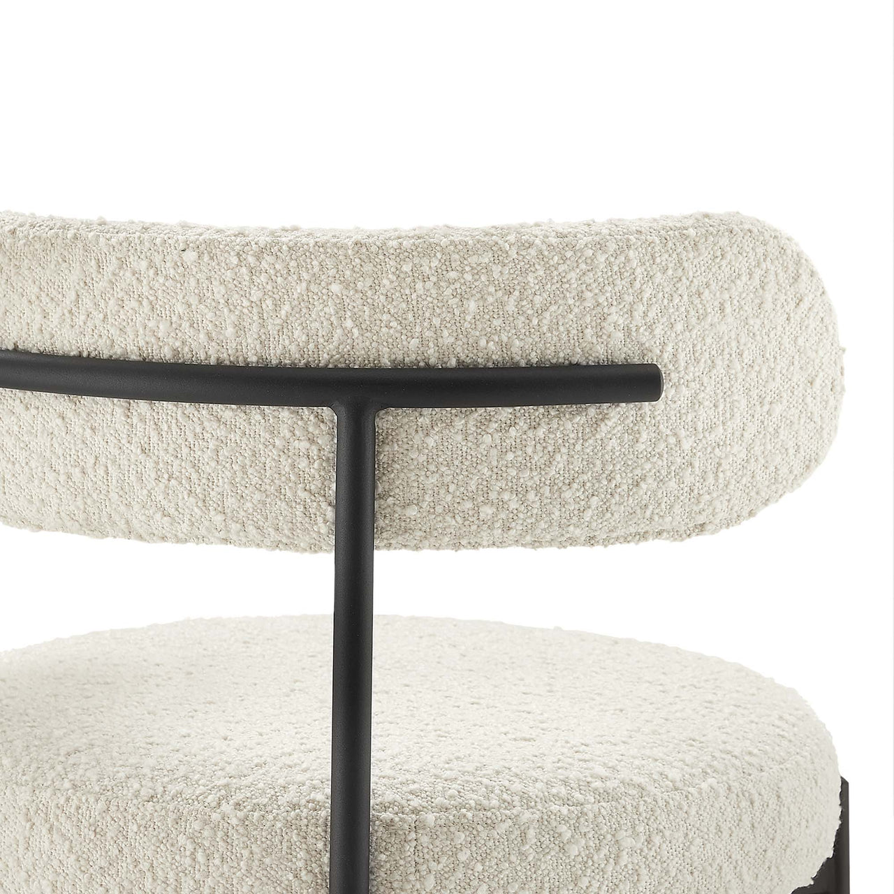 Cael Boucle Bar Stools Set of 2, Ivory & Black