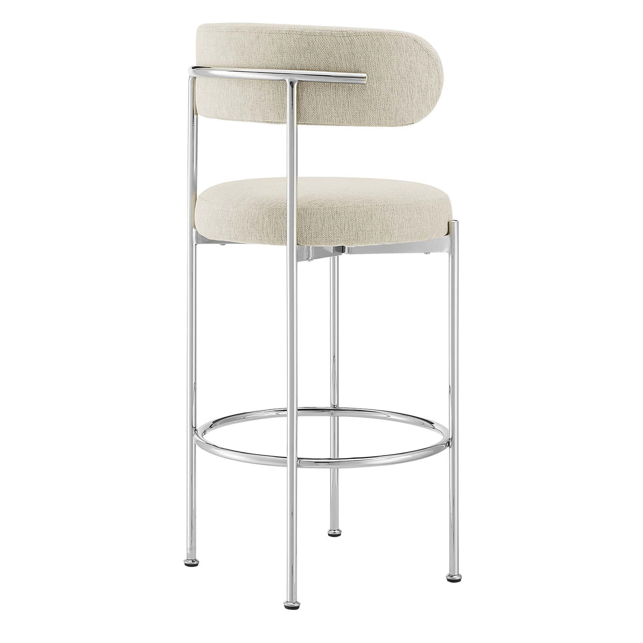 Cael Fabric Bar Stools Set of 2, Beige & Silver