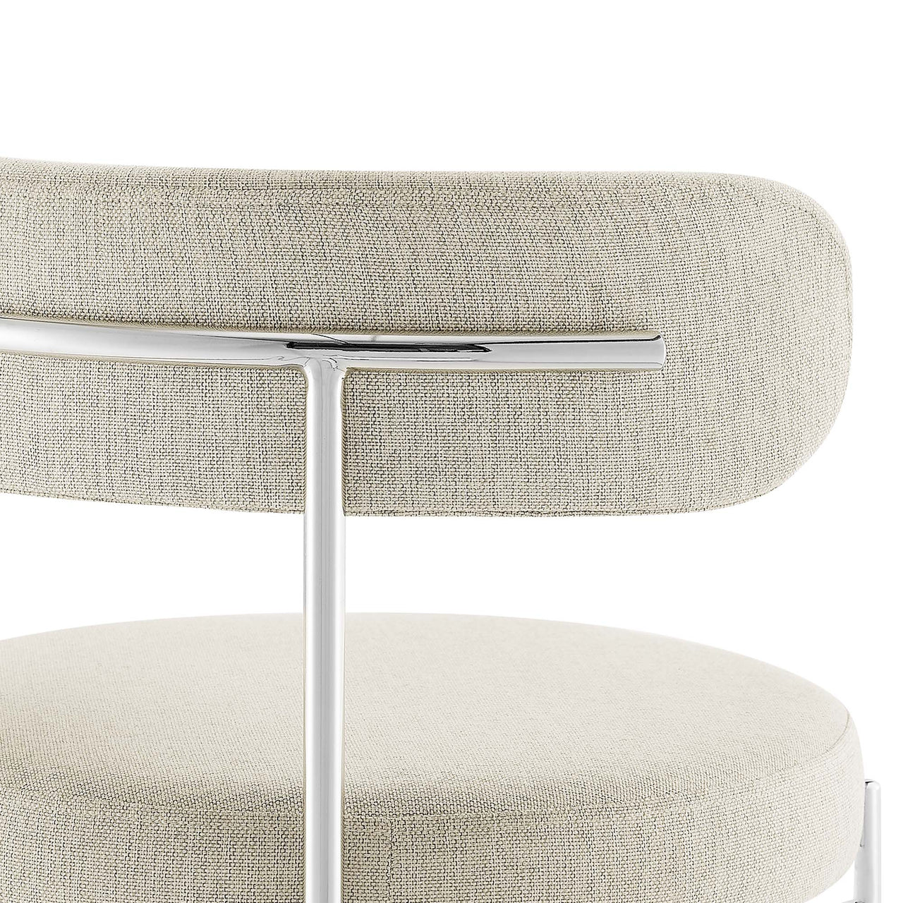 Cael Fabric Bar Stools Set of 2, Beige & Silver