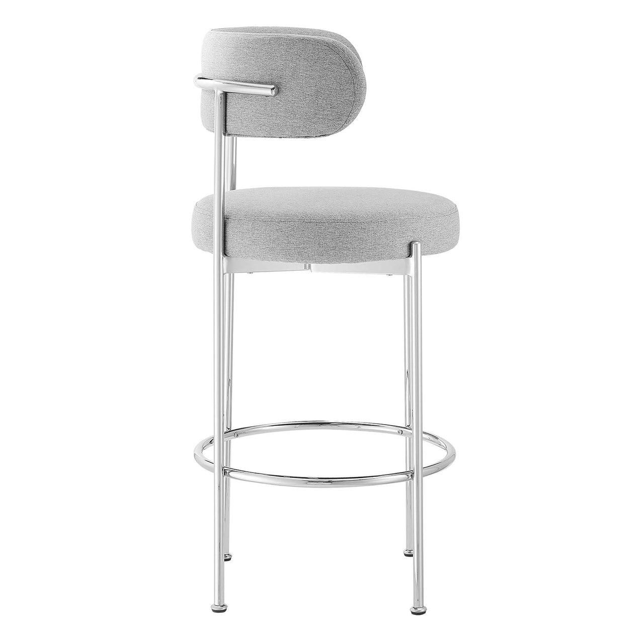 Cael Fabric Bar Stools Set of 2, Gray & Silver