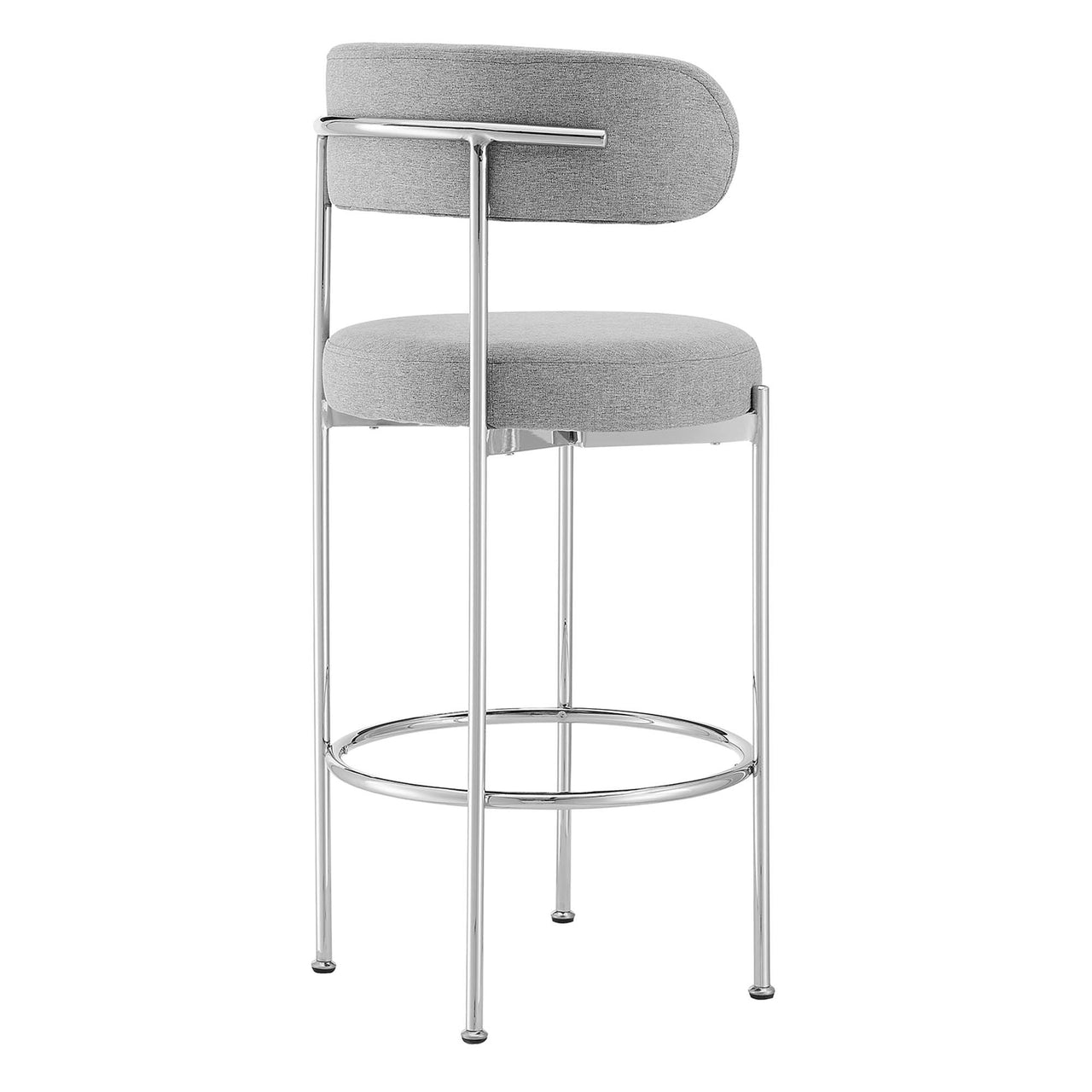 Cael Fabric Bar Stools Set of 2, Gray & Silver