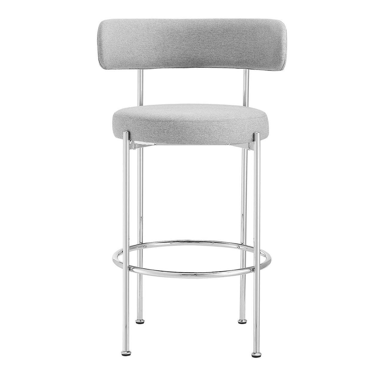 Cael Fabric Bar Stools Set of 2, Gray & Silver
