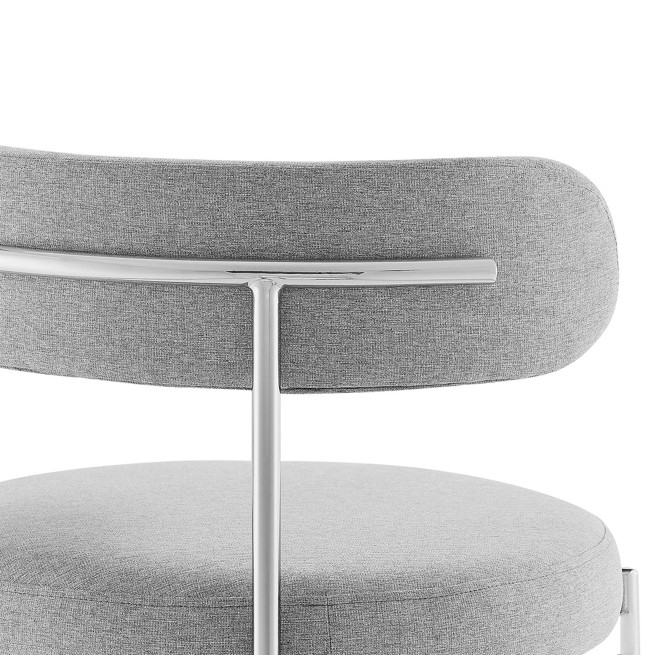 Cael Fabric Bar Stools Set of 2, Gray & Silver