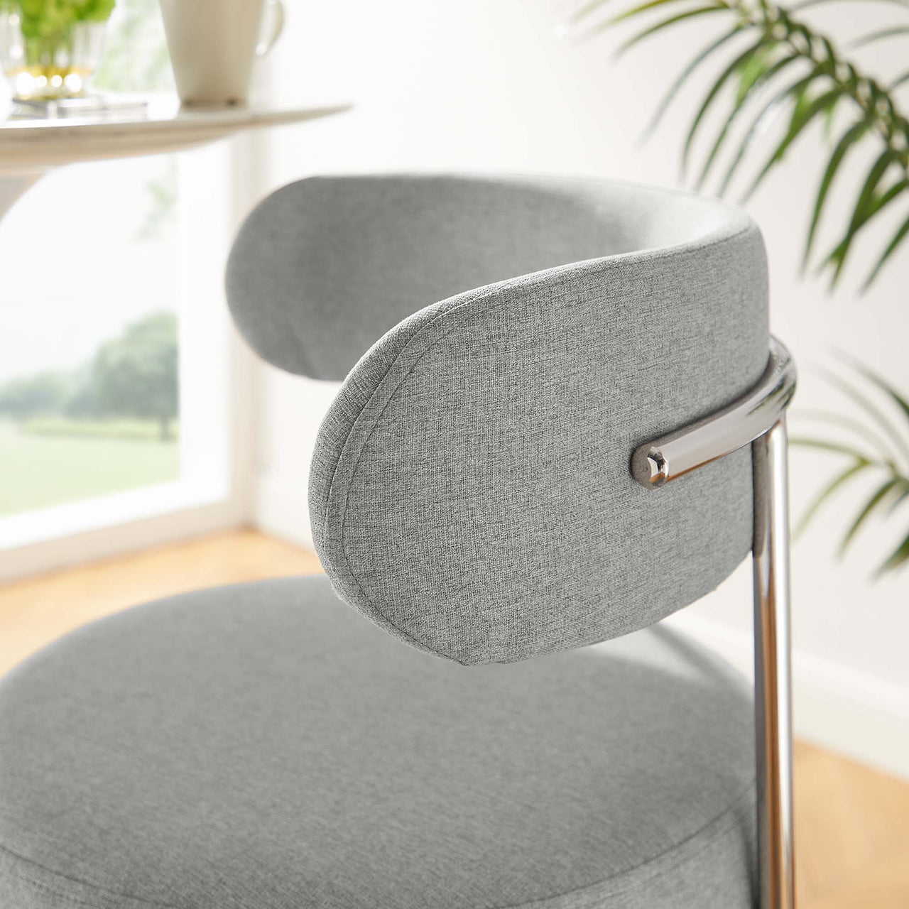 Cael Fabric Bar Stools Set of 2, Gray & Silver
