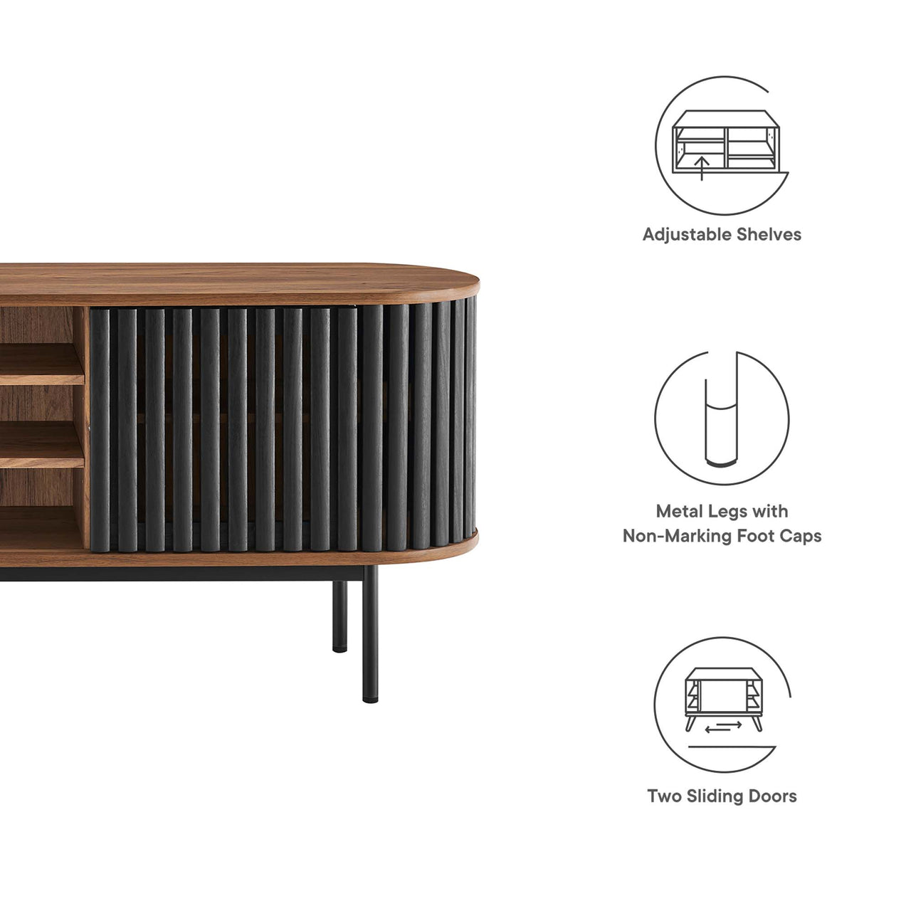 Strathen TV Stand, Walnut & Black