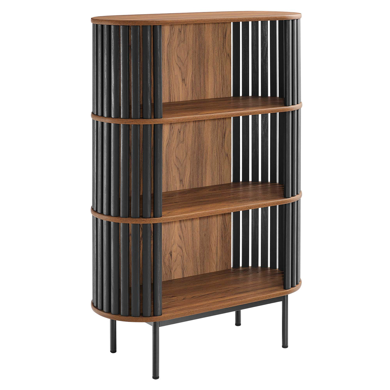 Strathen Display Cabinet, Walnut & Black