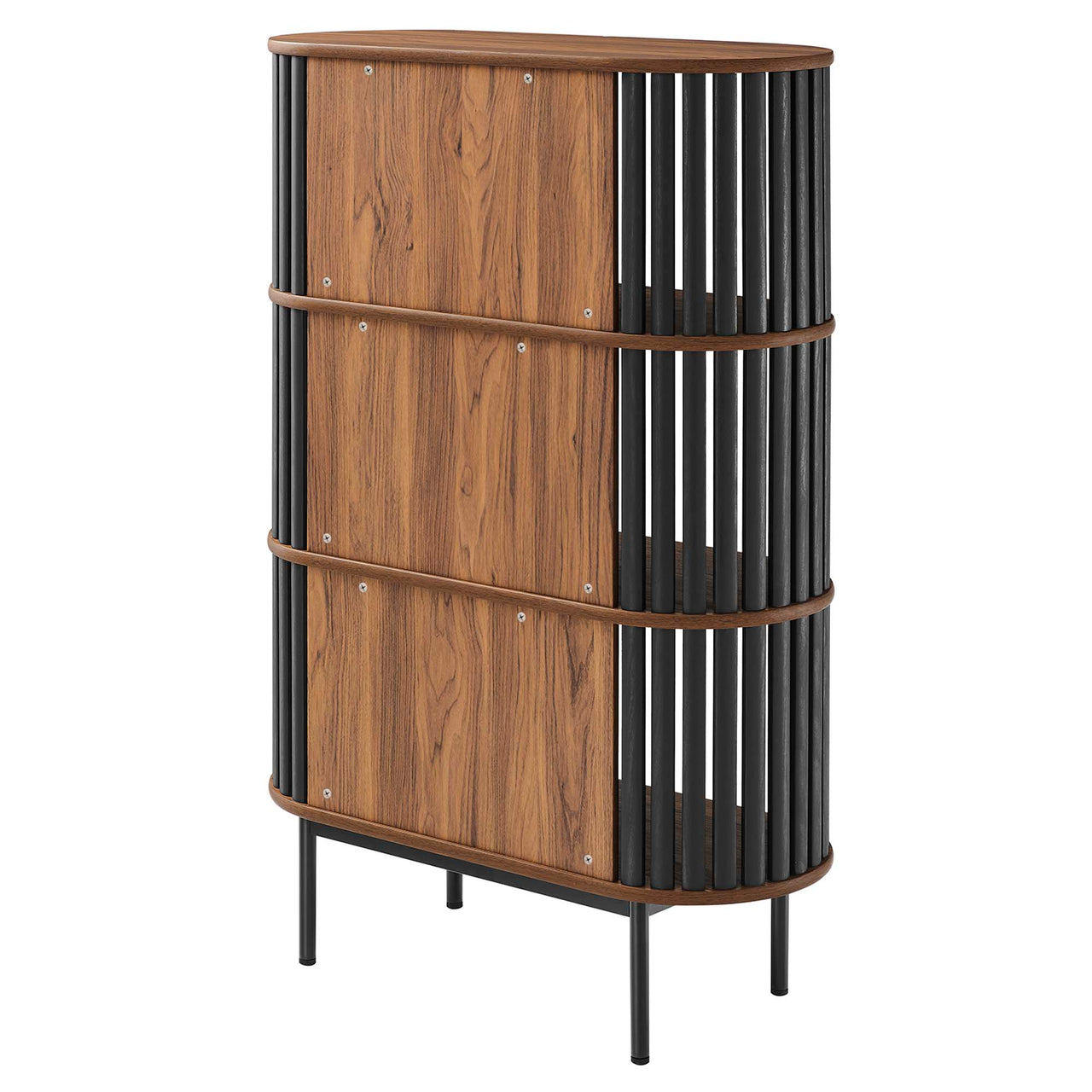 Strathen Display Cabinet, Walnut & Black