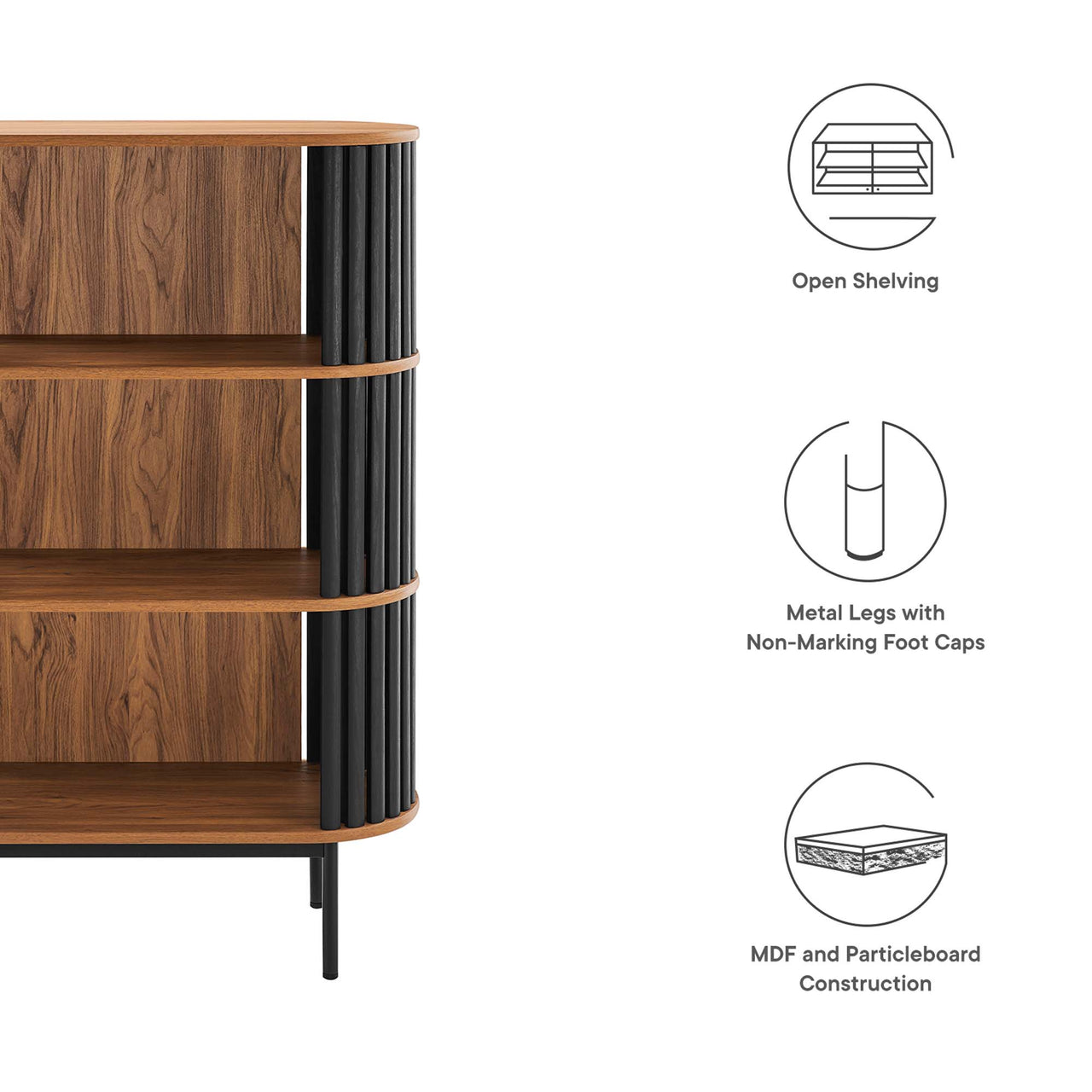Strathen Display Cabinet, Walnut & Black