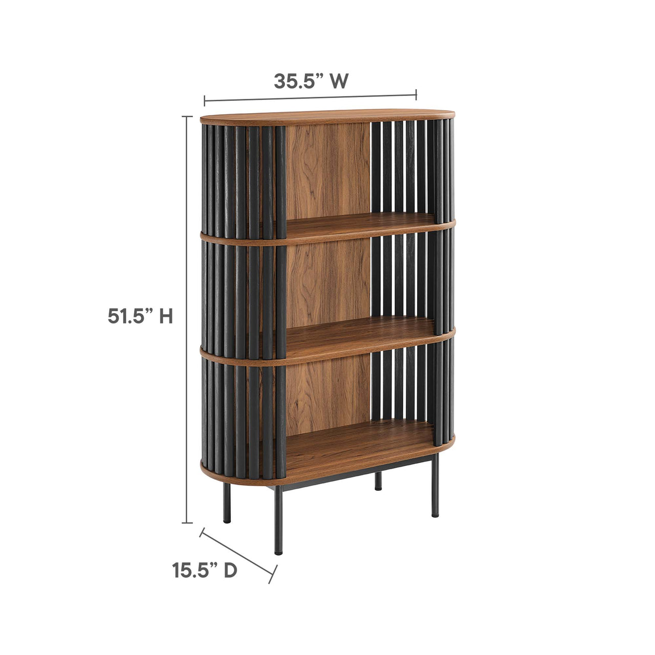 Strathen Display Cabinet, Walnut & Black