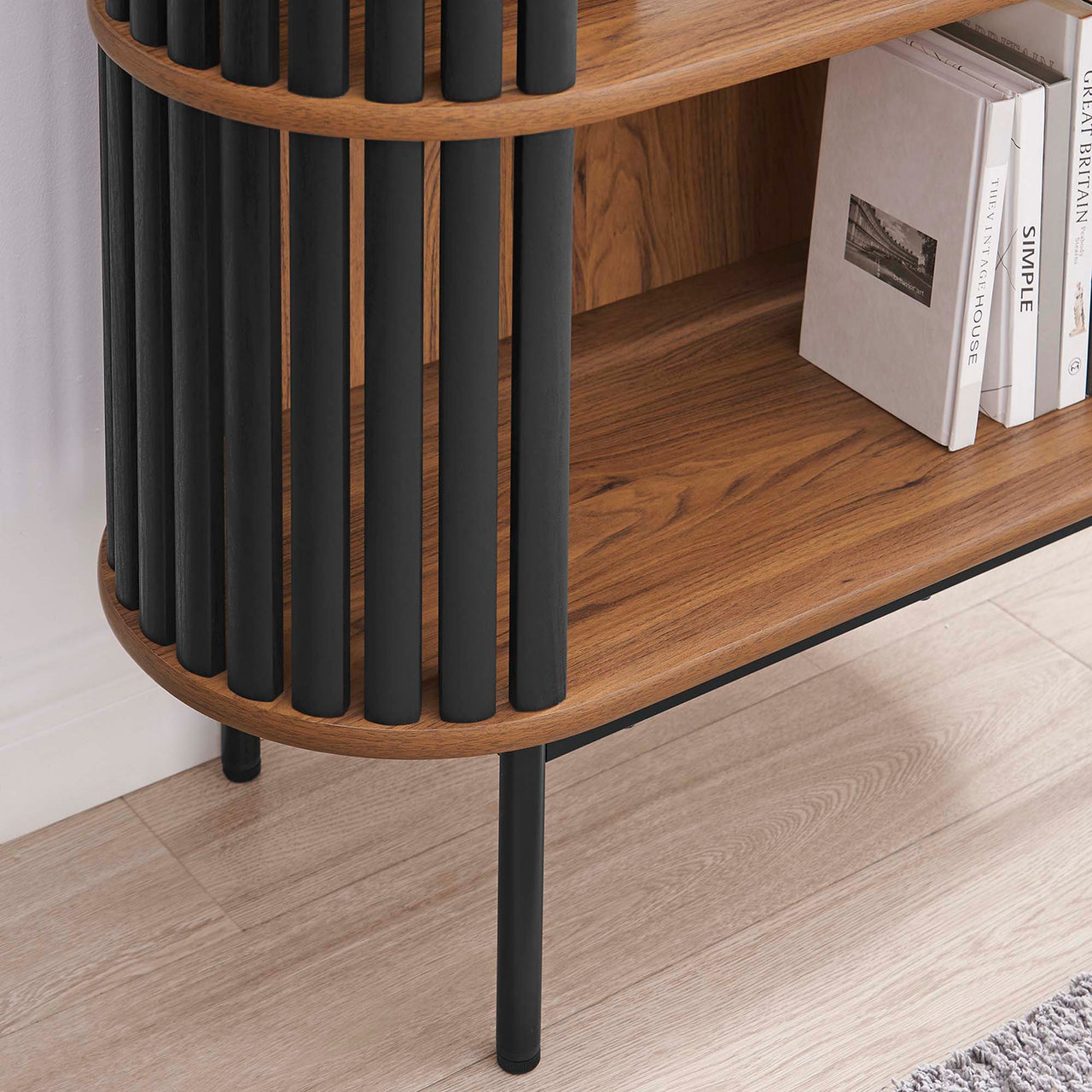 Strathen Display Cabinet, Walnut & Black