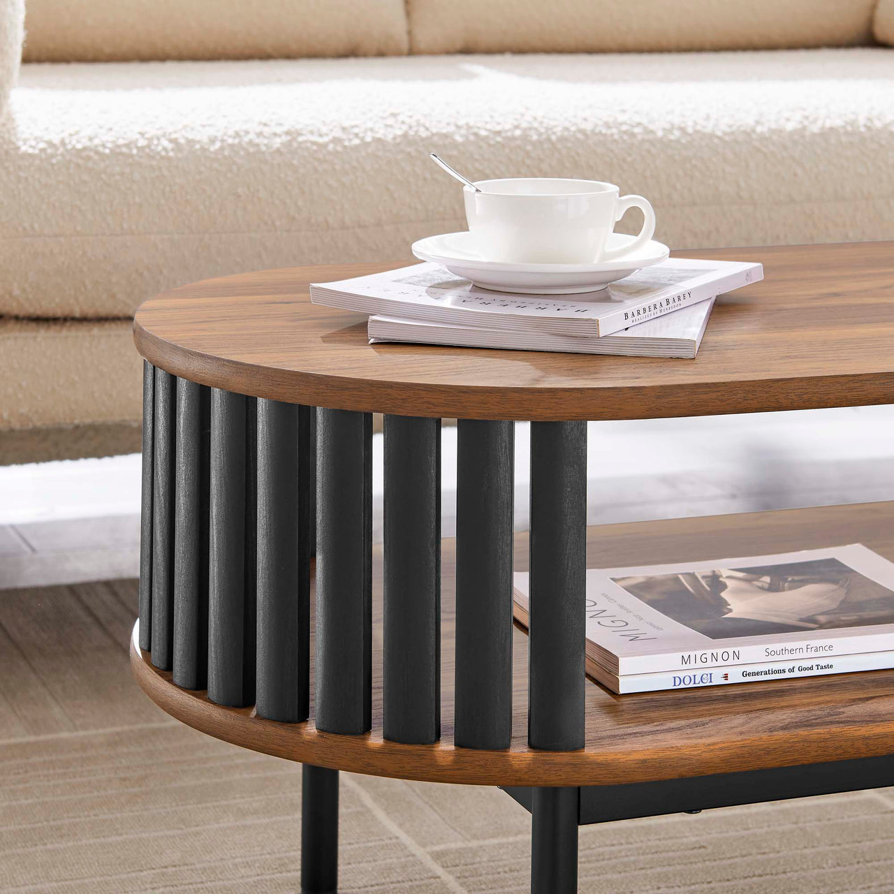 Strathen Wood Coffee Table, Walnut & Black