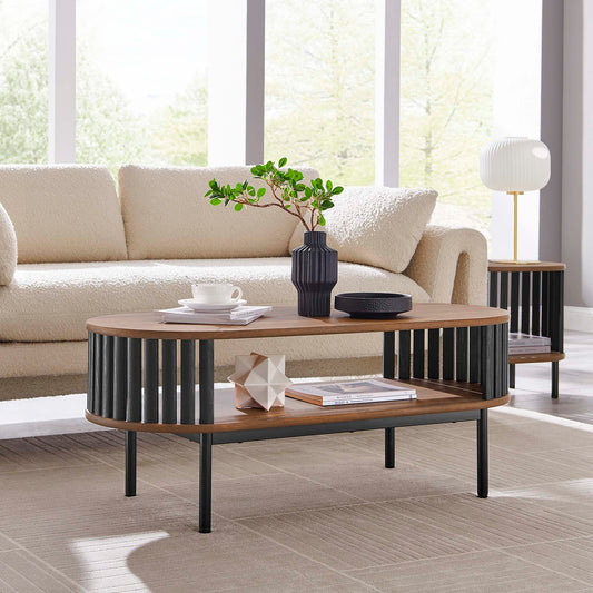 Strathen Wood Coffee Table, Walnut & Black