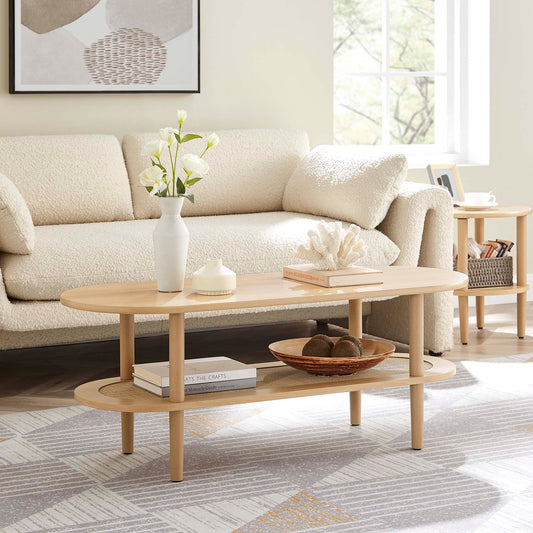 Elevea Oval Coffee Table, Oak