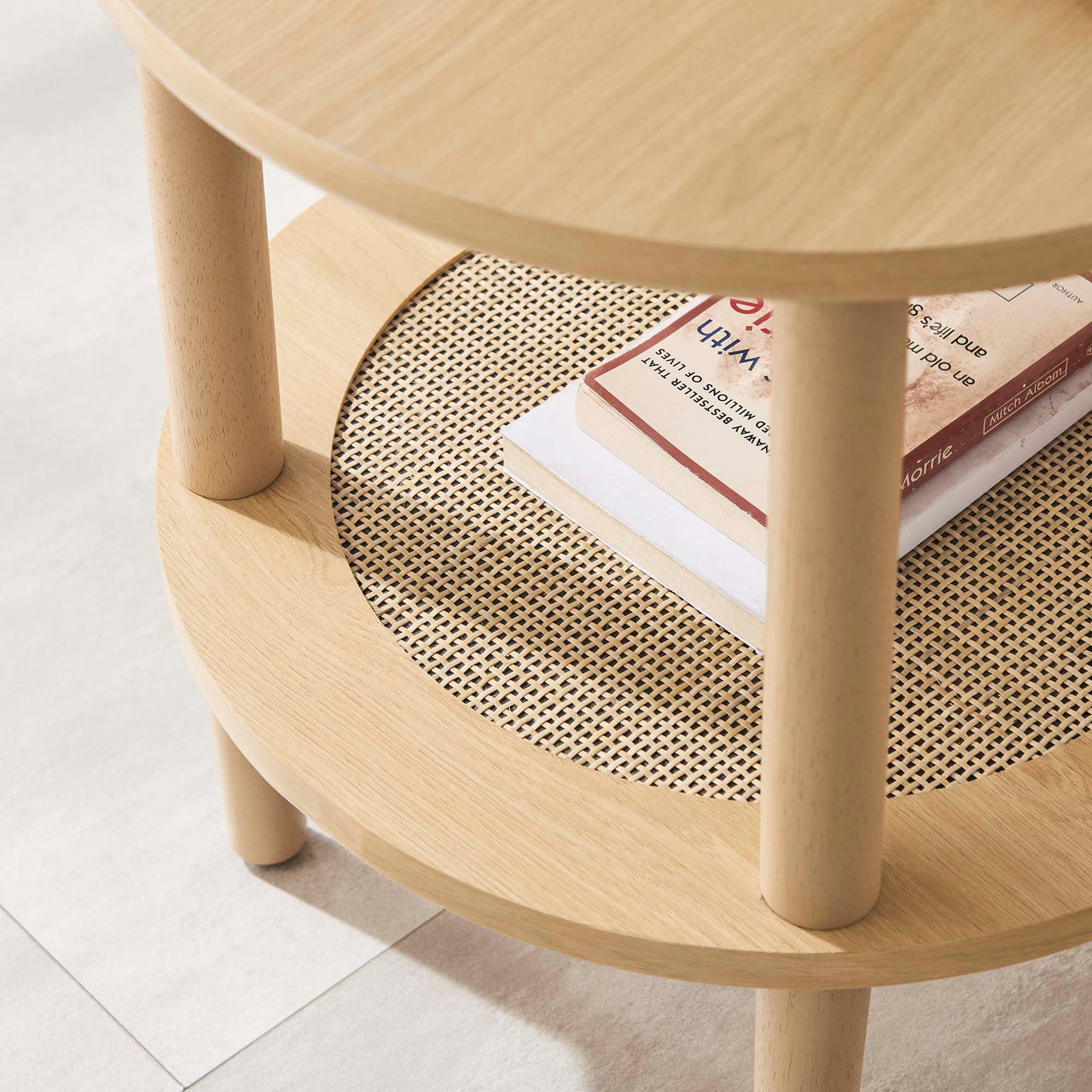 Elevea Round Side Table, Oak