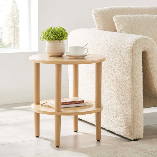 Elevea Round Side Table, Oak